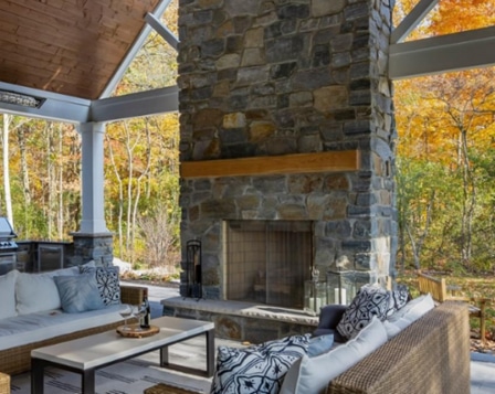 Sandman stone fireplace